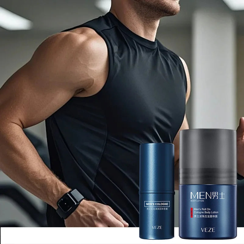 Men's body lotion and fragrance - Light and fresh scent, portable stick form, with gentle and long-lasting fragrance.
