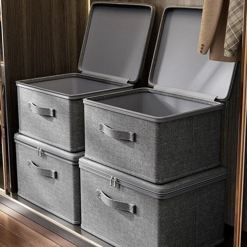 Stackable Clothes Organizer Box for Wardrobe Large Drawer Storage Cabinet for Thick Clothes, Foldable Closet Organizer with Lid
