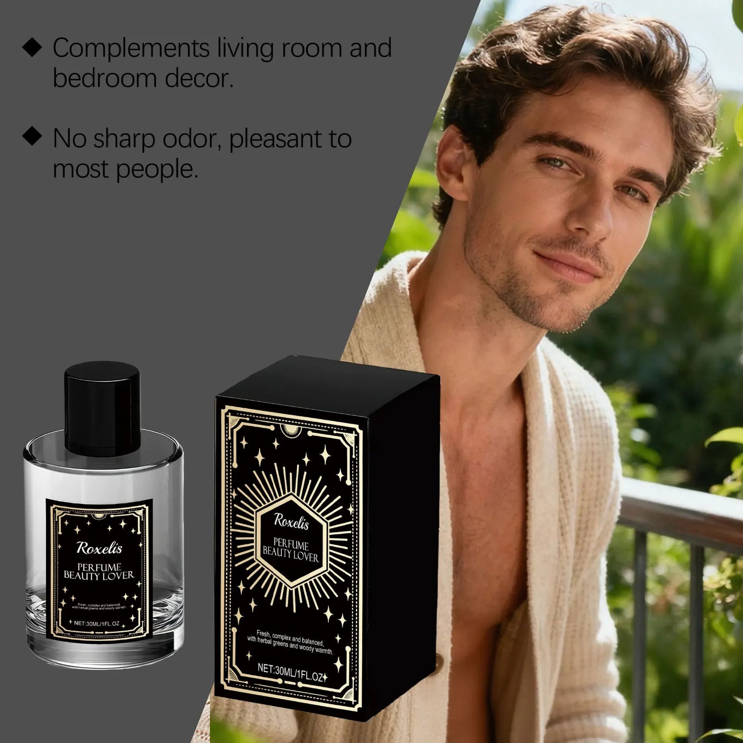 Roxelis Men Fougère Body Mist Fresh Natural Long Lasting Fragrance Portable Deodorant Spray Daily Office Dating Charm