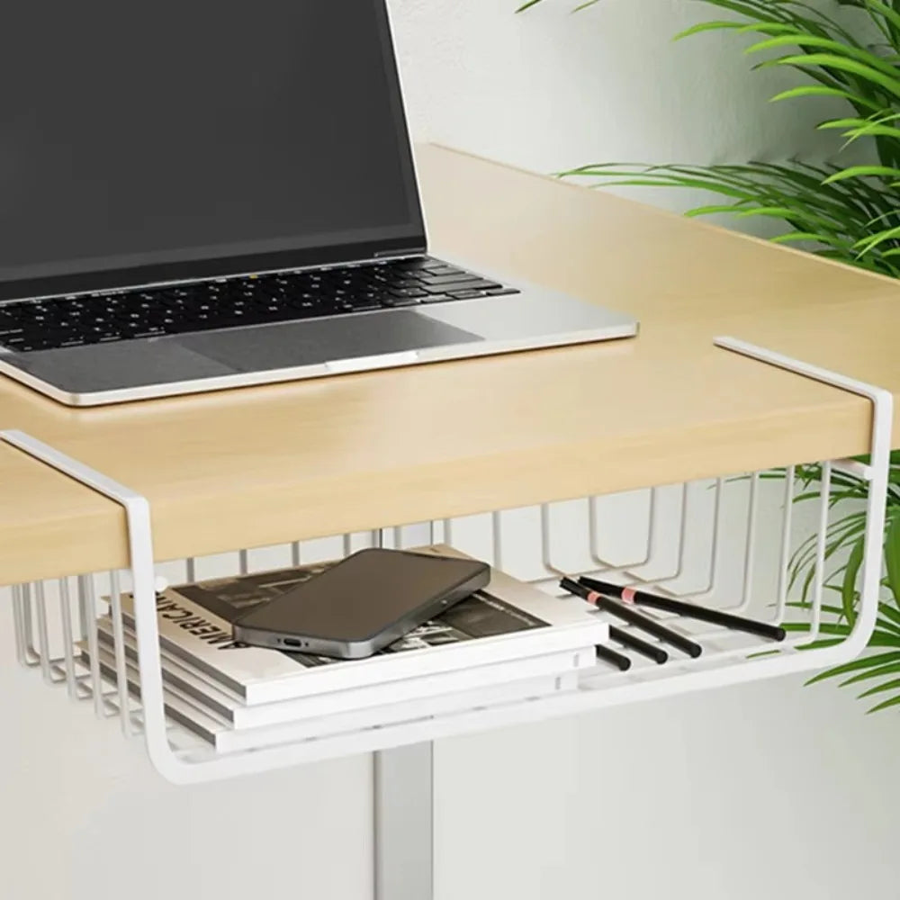 Universal Under Table Storage Basket Multipurpose Space Saving Desk Storage Rack Large Capacity Hanging Net Basket