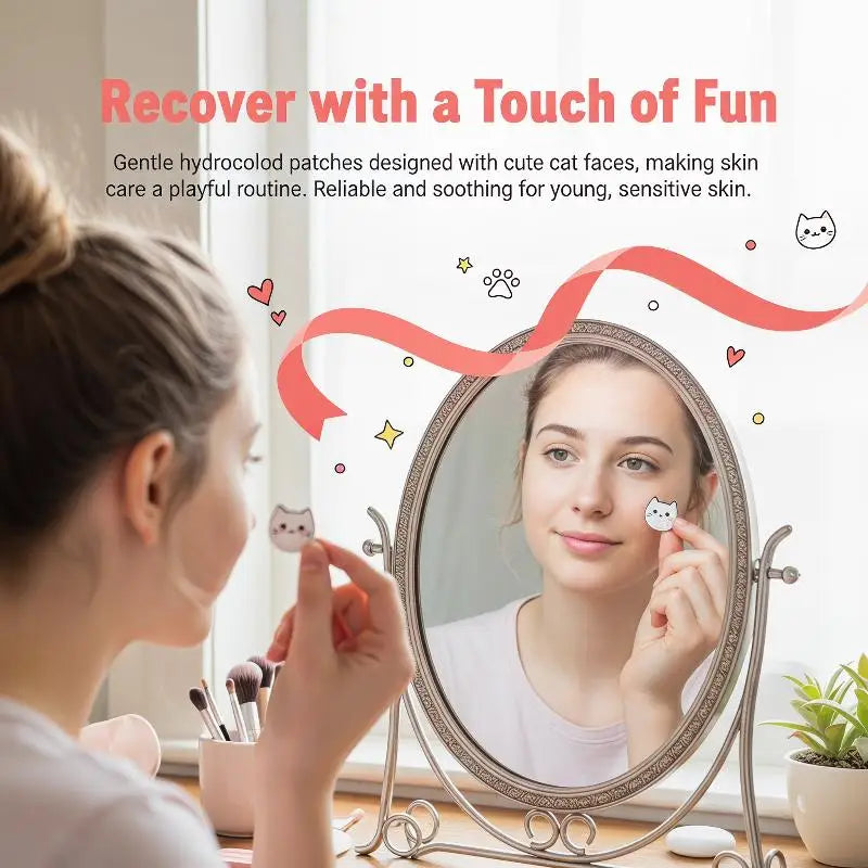 100 Pcs Cartoon  Patch Cute Cat-Shaped Facial Concealer  Patch Safe Non-Toxic Gentle And Non-Irritating Concealing