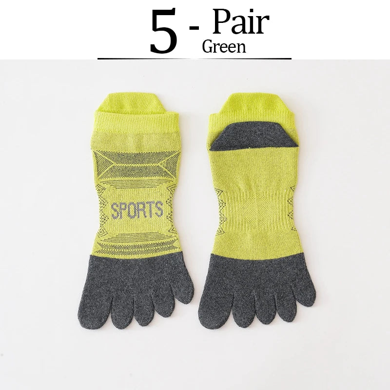 5 Pairs Ankle Toe Socks Sport Professional Cotton Colorful Sweat-Absorbing Breathable Fitness Hiking Cycling 5 Finger Boat Socks