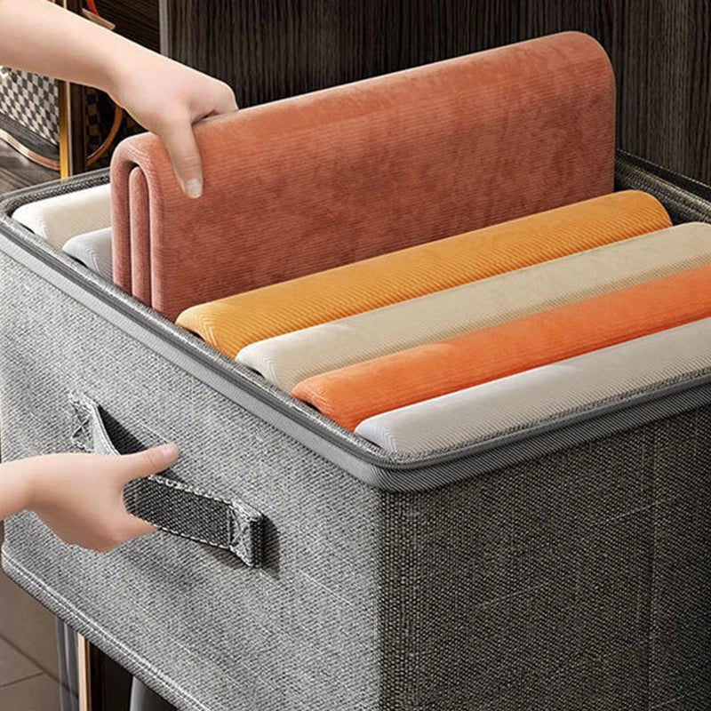 Stackable Clothes Organizer Box for Wardrobe Large Drawer Storage Cabinet for Thick Clothes, Foldable Closet Organizer with Lid