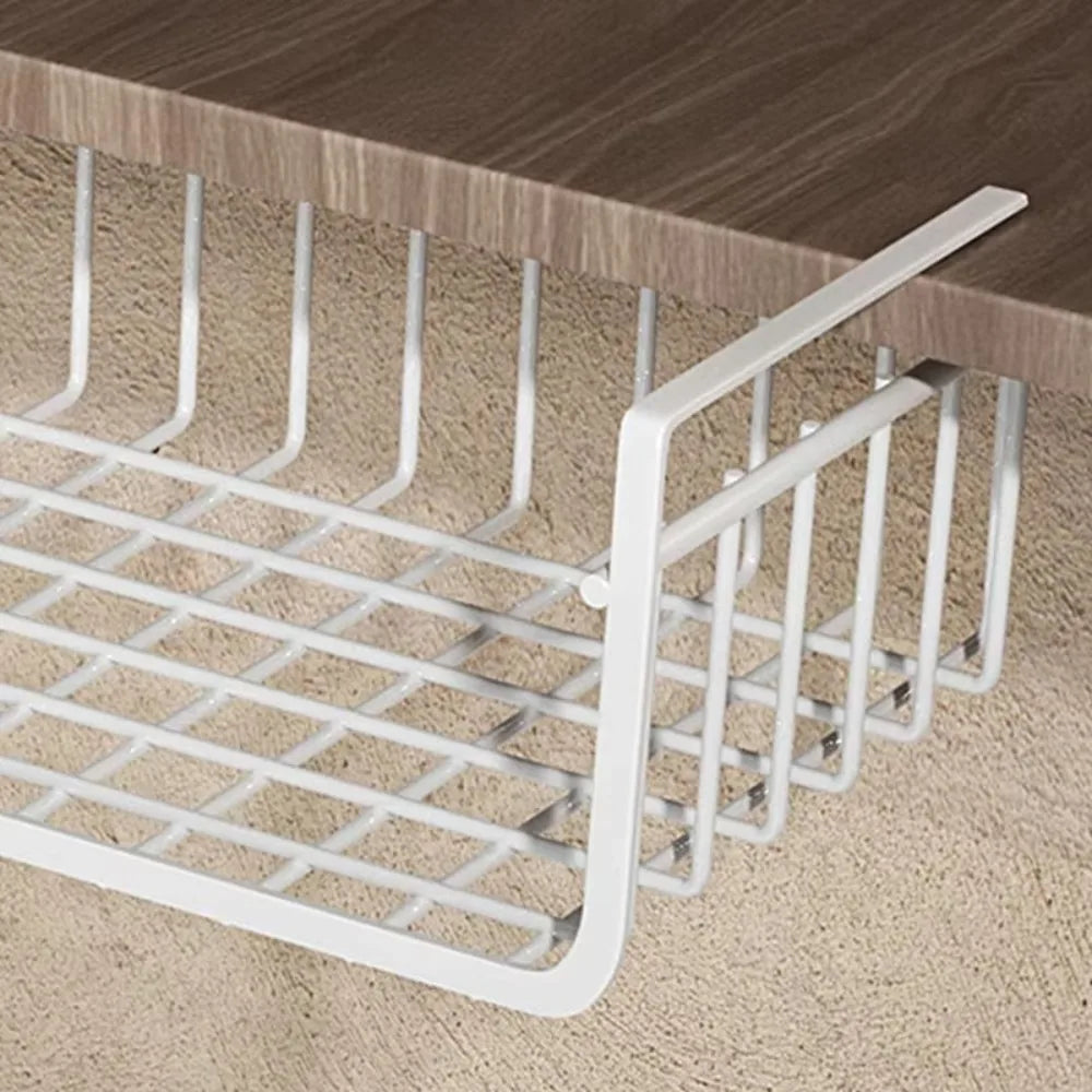 Universal Under Table Storage Basket Multipurpose Space Saving Desk Storage Rack Large Capacity Hanging Net Basket