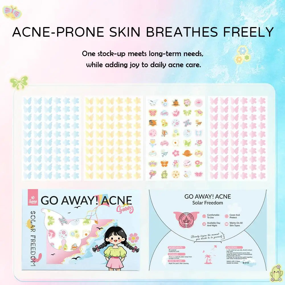 220 Counts Cartoon Cool Colorful Star Pimple Patches for Teens Girls Boys, Sweet Cute Hydrocolloid Acne Patch for Zit Blemishes