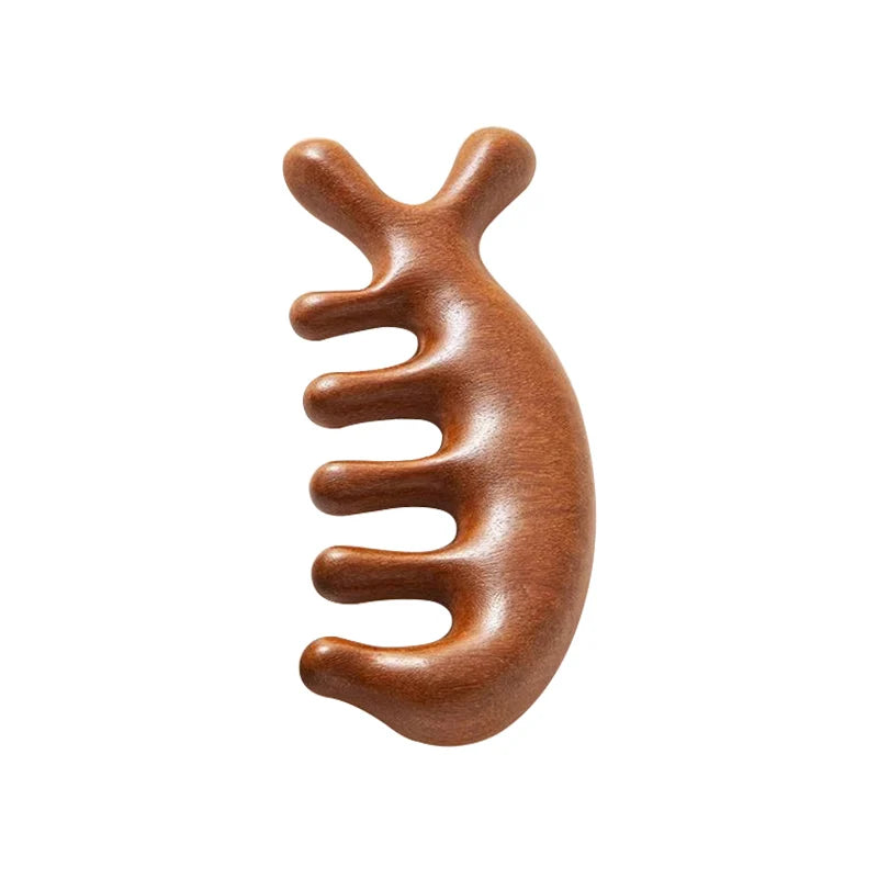 Meridian Massage Comb Five-Tooth Handleless Chinese Acupuncture Head Comb Blood Circulation Sandalwood Scalp Meridian Comb