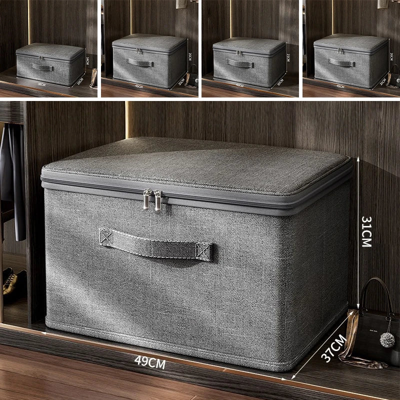 Stackable Clothes Organizer Box for Wardrobe Large Drawer Storage Cabinet for Thick Clothes, Foldable Closet Organizer with Lid