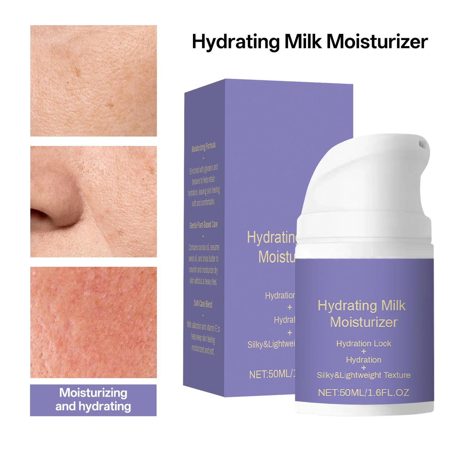 Hydrating Milk Moisturizer 50ml for All Skin Types Lightweight Non-Greasy Daily Face Balm with Shea Butter and Glycerin