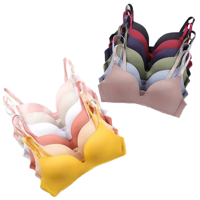 Simple Seamless Underwear Sexy Gathered Bras Soft Breathable Bras Solid Color Underwear Girls Women Underwear Accessories