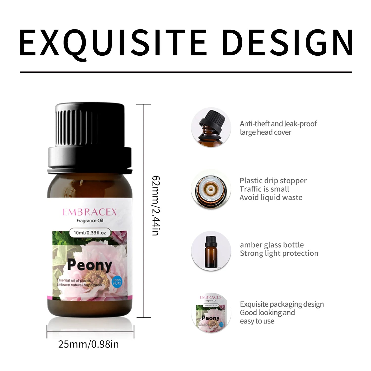 10ml Peony Essential Oils Skincare Body massage oil Flower perfume Gifts Candle Making Fragrance Long Lasting
