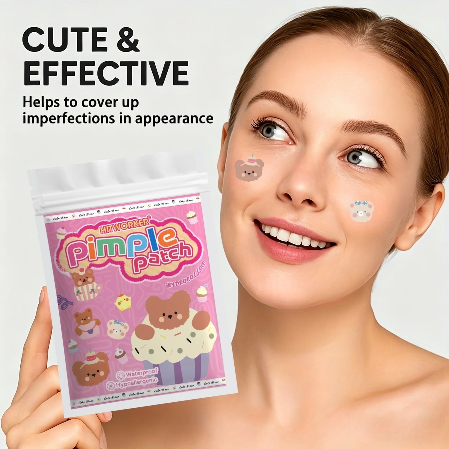 40/120/400pcs Cartoon Bear Design Acne Patches, Waterproof Hydrocolloid Spot Concealer, Breathable Pimple Cover Stickers for Dai