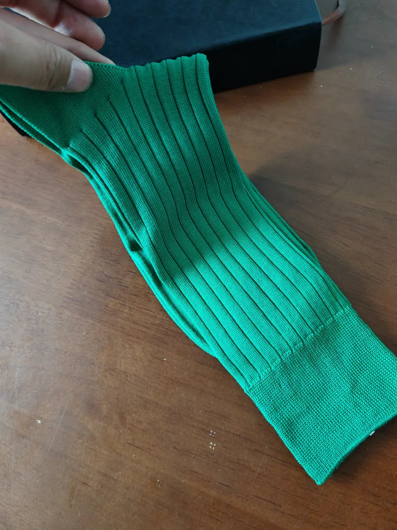3 Pairs/Lot Solid Color Breathable Long Socks High Quality Knitting Cotton Mens Casual Business Male Dress Formal Sock