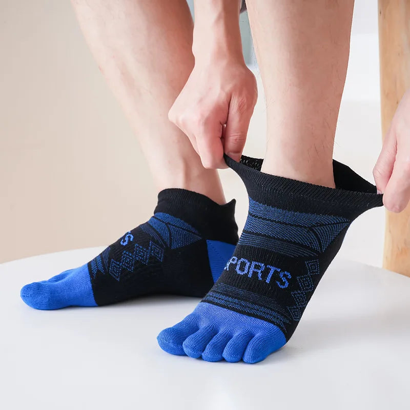 5 Pairs Ankle Toe Socks Sport Professional Cotton Colorful Sweat-Absorbing Breathable Fitness Hiking Cycling 5 Finger Boat Socks