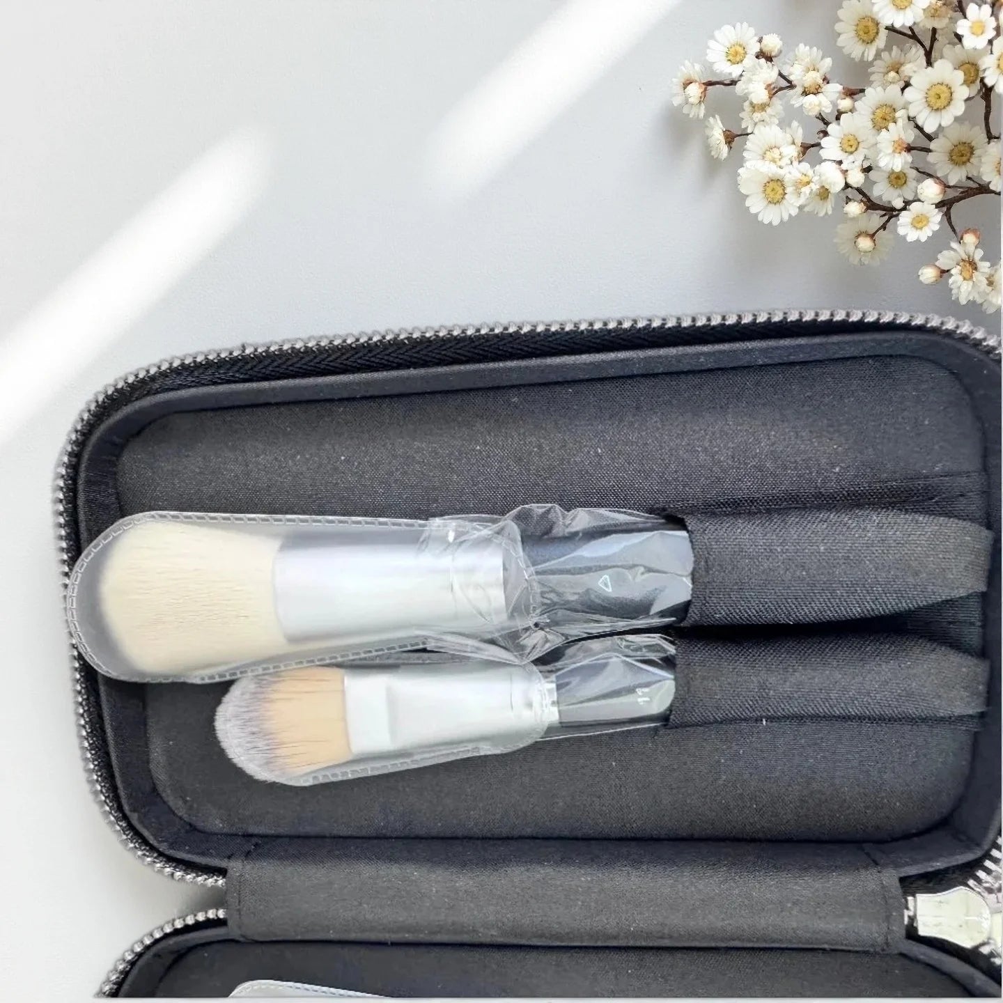 Luxury Travel Makeup Brush Set Including Foundation Brush, Blush Brush, Eyeshadow Brush, and Eyeliner Brush. Makeup Tools.