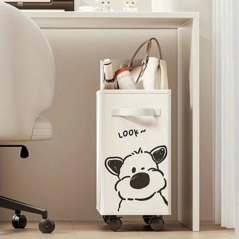 Rolling Storage Basket With Handle, Suitable For Multifunctional Storage In Homes, Offices, Bathrooms, And Small Spaces