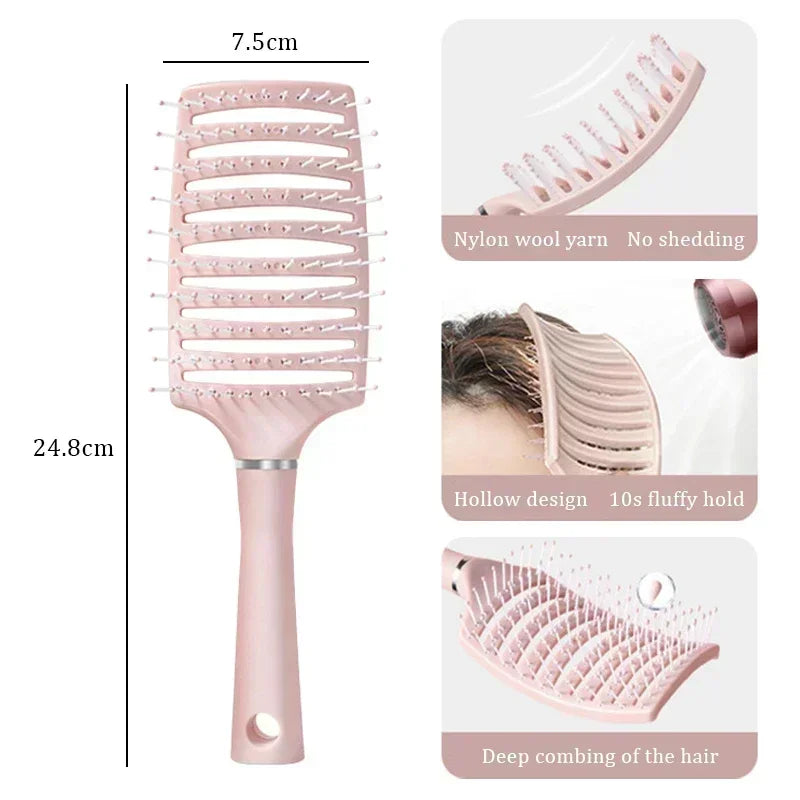 Gentle Cushion Hair Brush for Scalp Massage, Volumizing and Smoothing, Suitable for All Hair Types