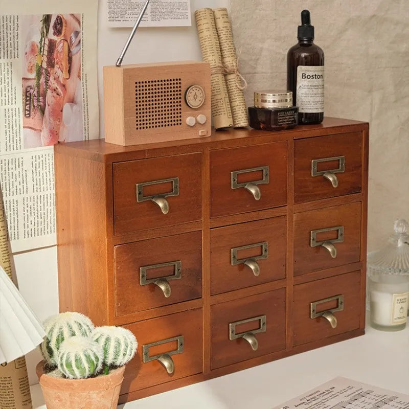 Drawer Type Storage Box Wood Organizer Boxes Large Wooden Decorative Living Room Storage Container Multifunctional Accessory Bin