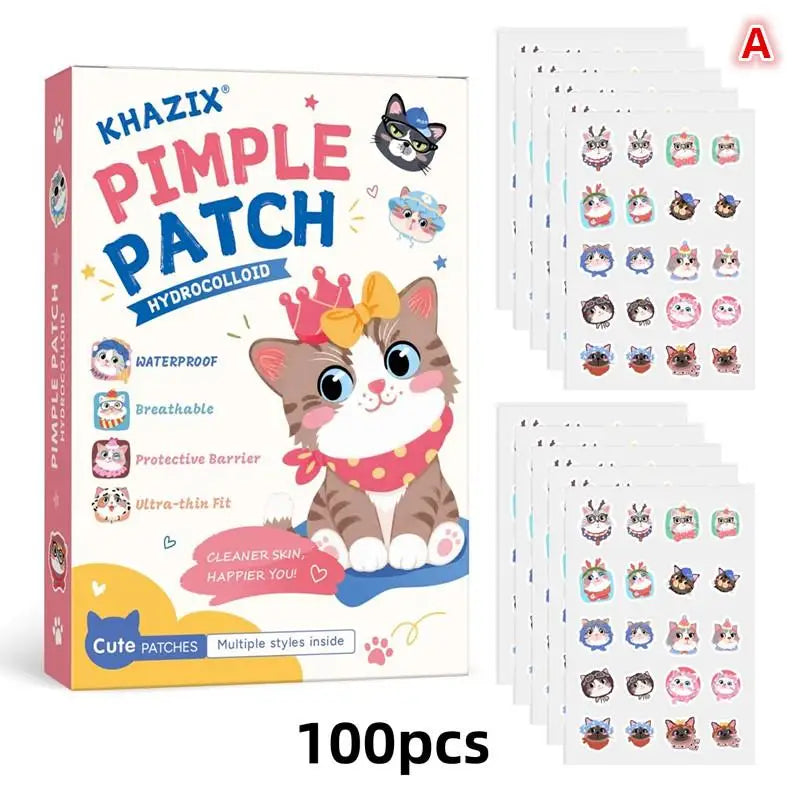 100 Pcs Cartoon  Patch Cute Cat-Shaped Facial Concealer  Patch Safe Non-Toxic Gentle And Non-Irritating Concealing