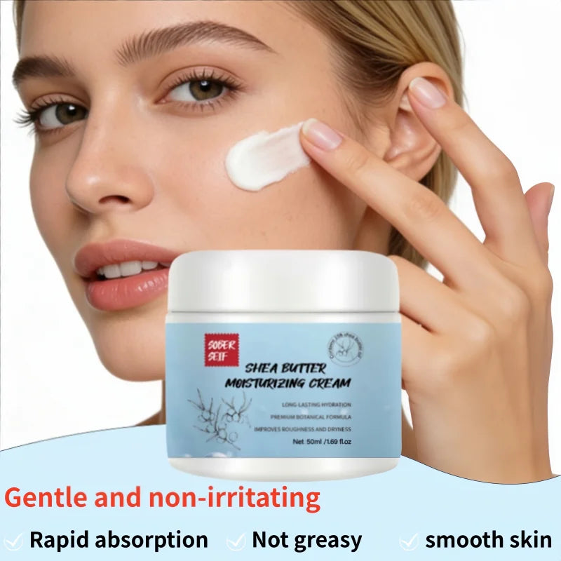 Shea Butter Hyaluronic Acid High‑Moisture Face Cream 50ml Dry Skin Savior Deep Nourishing Skin Care