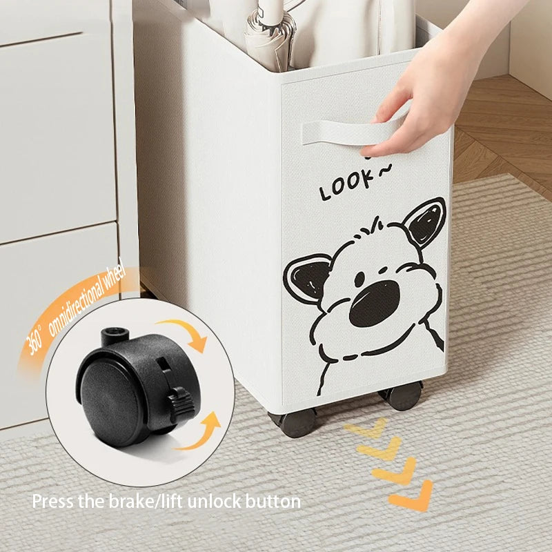 Rolling Storage Basket With Handle, Suitable For Multifunctional Storage In Homes, Offices, Bathrooms, And Small Spaces