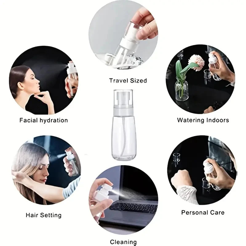 2pcs Mini Spray Bottle Fine Mist Alcohol Atomizer Portable Refillable Liquid Container for Cleaning Skin Care Beauty Accessories