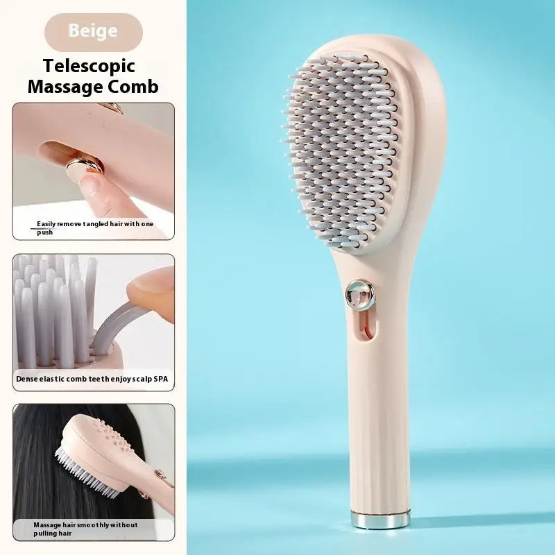 Portable Telescopic Comb With Scalp Massage Self-Cleaning - Women's Salon Styling Tool Compact Magic Comb