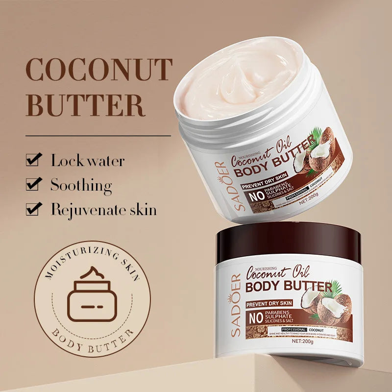 Coconut Moisturizing Body Butter, Hydrating Long-lasting Fragrance Cream, Nourishing Body Cream 200g/bottle