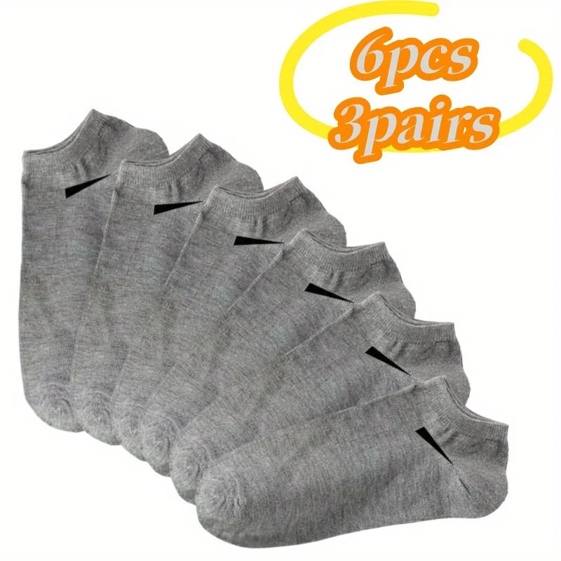 12pcs (6pairs)/6pcs (3pairs) Men's Breathable Socks Solid Color Simple Design Durable and Moisture Absorbing