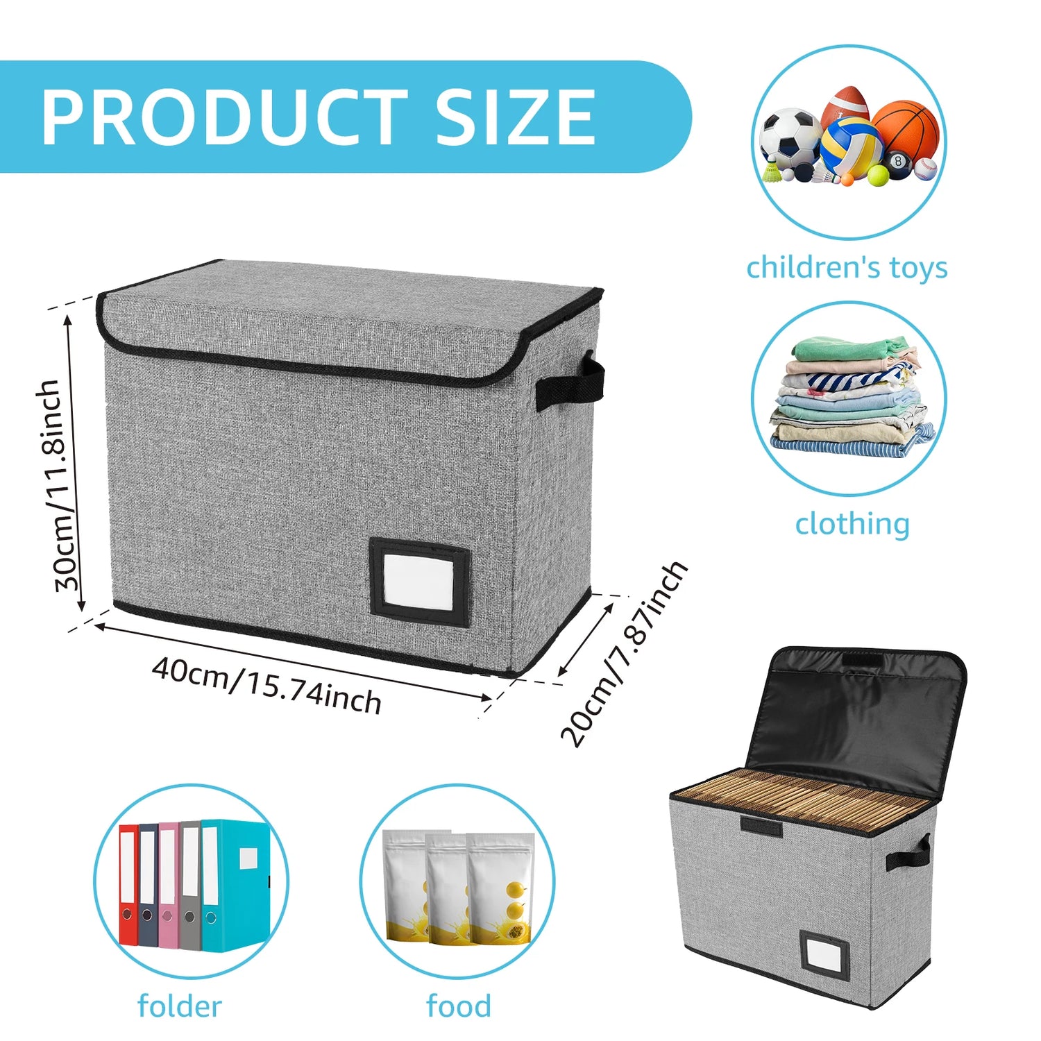 Foldable Clothing Storage Box Large Capacity Sundries Organizer Toys Comic Book Bin With Lid and Handle Home Organiza