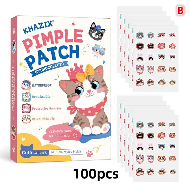100 Pcs Cartoon  Patch Cute Cat-Shaped Facial Concealer  Patch Safe Non-Toxic Gentle And Non-Irritating Concealing