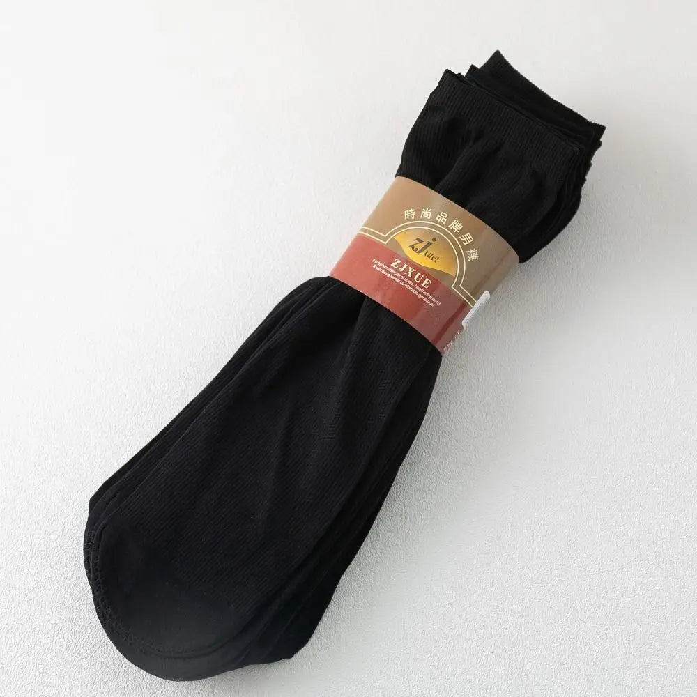 10pairs Casual Breathable Men Ice Silk Socks Soft Elastic Solid Business Socks Ultra-thin Socks