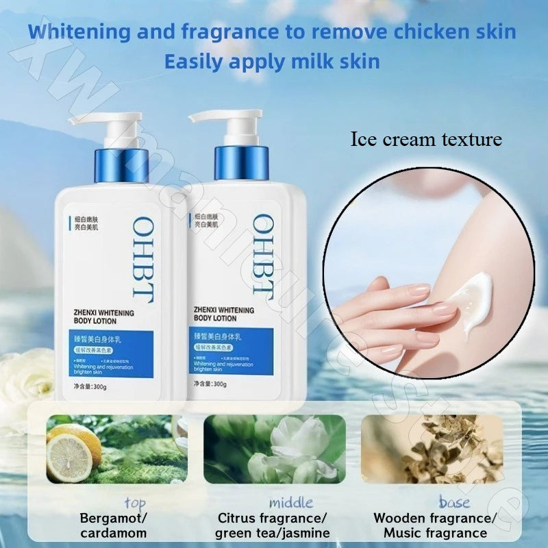 OHBT Brightening Body Lotion Nourishing Fruit Acids To Reduce Melanin Long-lasting Moisturizing Chicken Skin Removal 300ml
