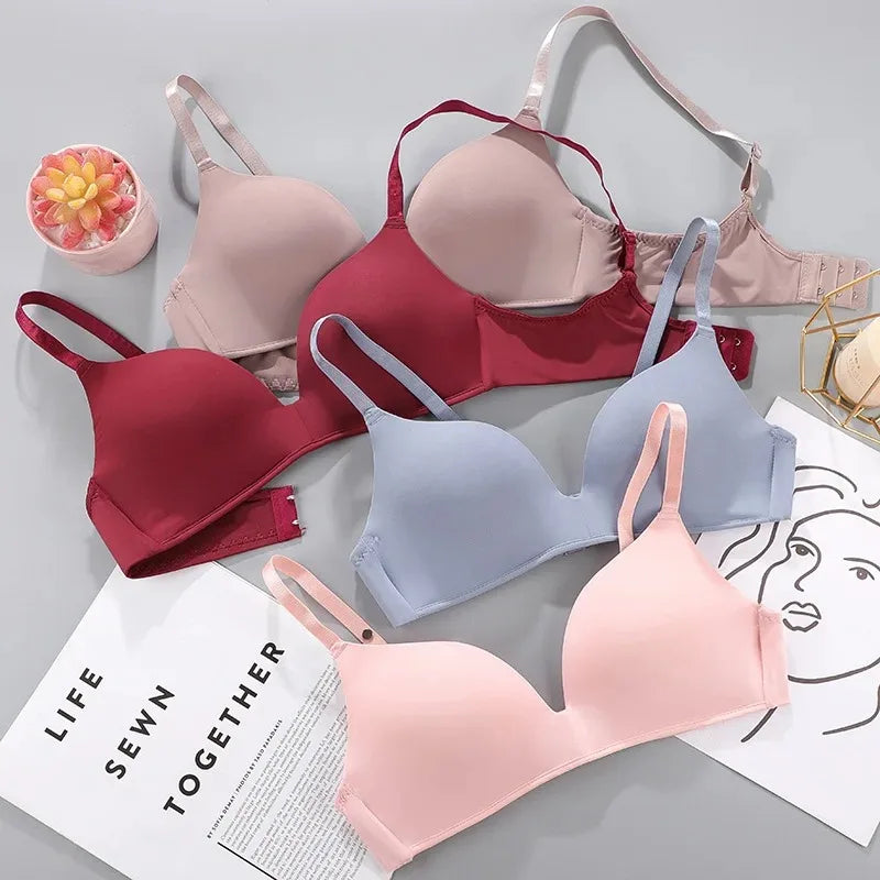 Simple Seamless Underwear Sexy Gathered Bras Soft Breathable Bras Solid Color Underwear Girls Women Underwear Accessories