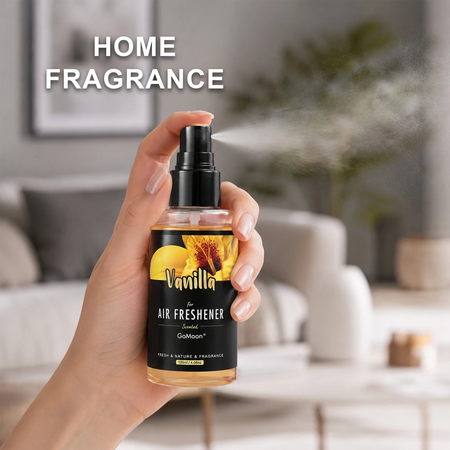 120ml/4.06oz Natural vanilla scented high-end car fragrance spray, long-lasting fragrance, suitable for home, car