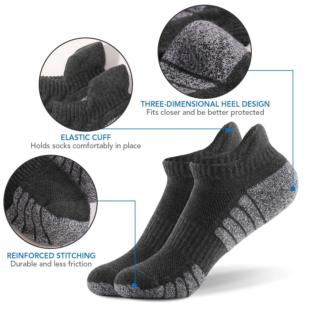 6 Pairs Sports Ankle Socks  Athletic Low-cut Socks Thick Knit Autumn Winter Socks Outdoor Fitness Breathable Quick Dry Socks