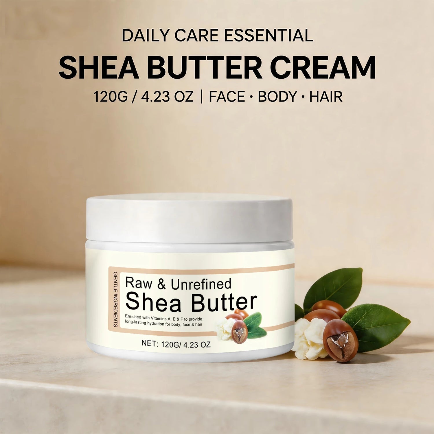 Shea Butter Moisturizing Cream Multi Use Balm for Dry Skin and Hair Restore Shine Increase Skin Elasticity Body Face & Hair Care