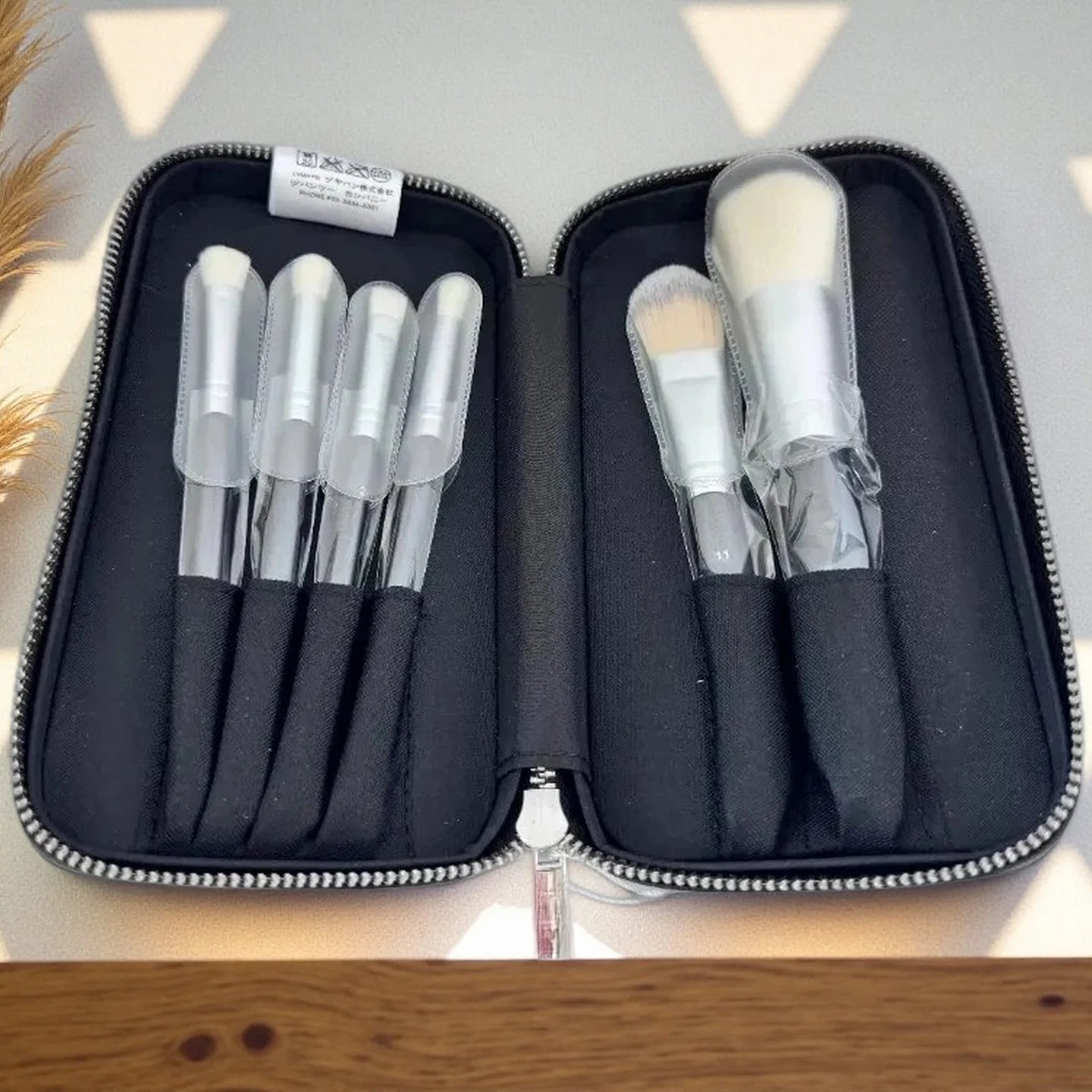 Luxury Travel Makeup Brush Set Including Foundation Brush, Blush Brush, Eyeshadow Brush, and Eyeliner Brush. Makeup Tools.