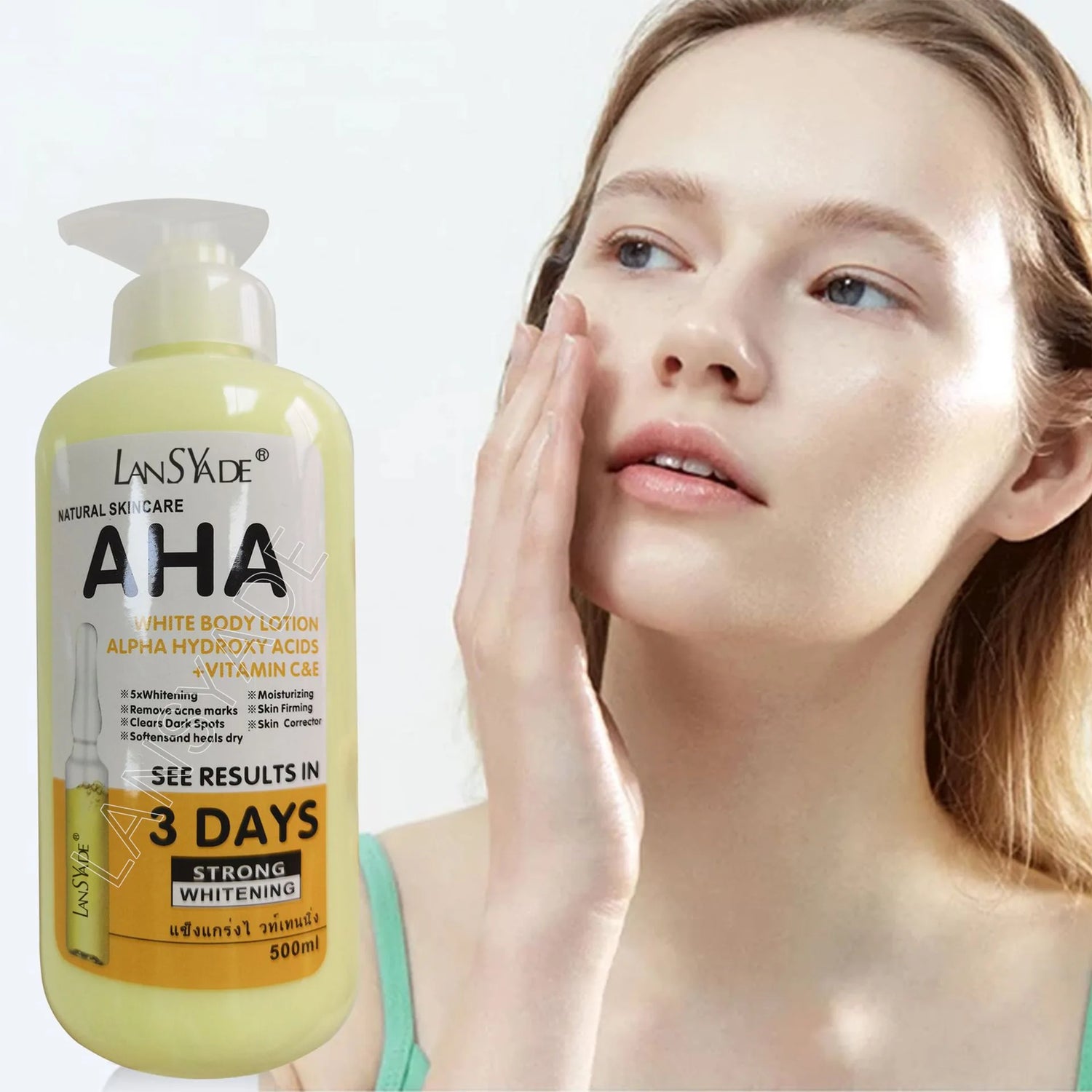 500ml LANSYADE AHA Brightening Body Lotion Arbutin Moisturizing Firming Body Cream  Vitamin C Soften Skin Essence Lotion
